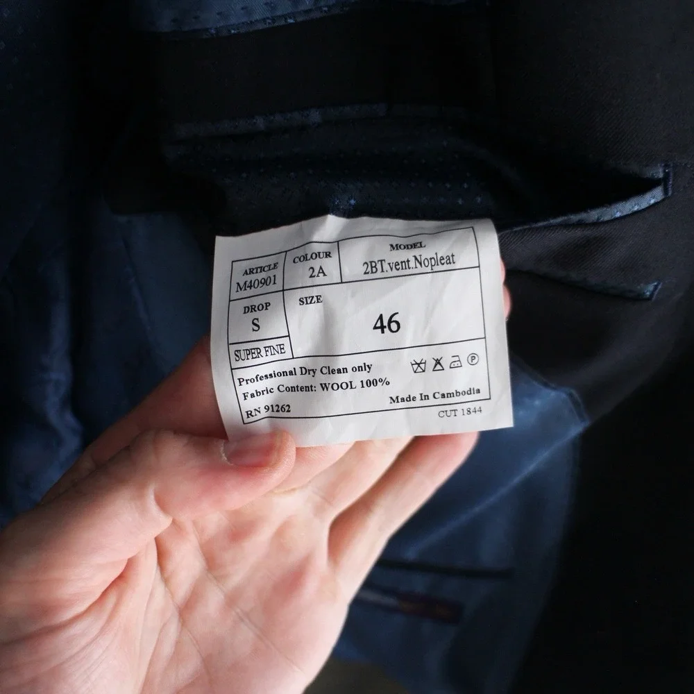 Mantoni 100% Fine Wool Navy Two Button‎ Sport Coat Blazer 46R Mens